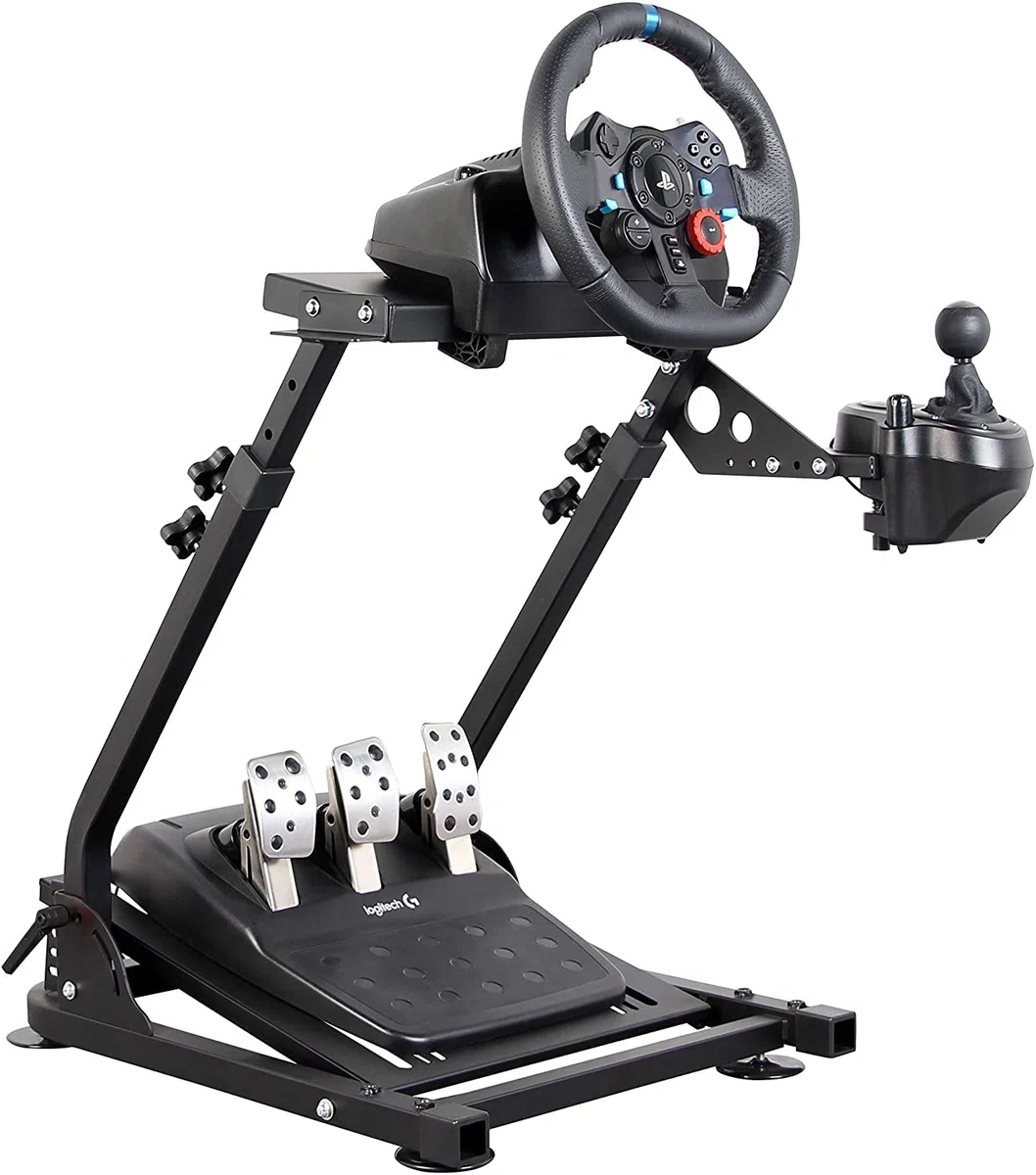 Racing Wheel Stand (versión actualizada) Pro Shifter Altura Ajustable Simulador de conducción Cabina Compatible con Logitech G25 G27 G29 G920 T300RS T500 T3PA TGT FANATEC Gaming Cockpit