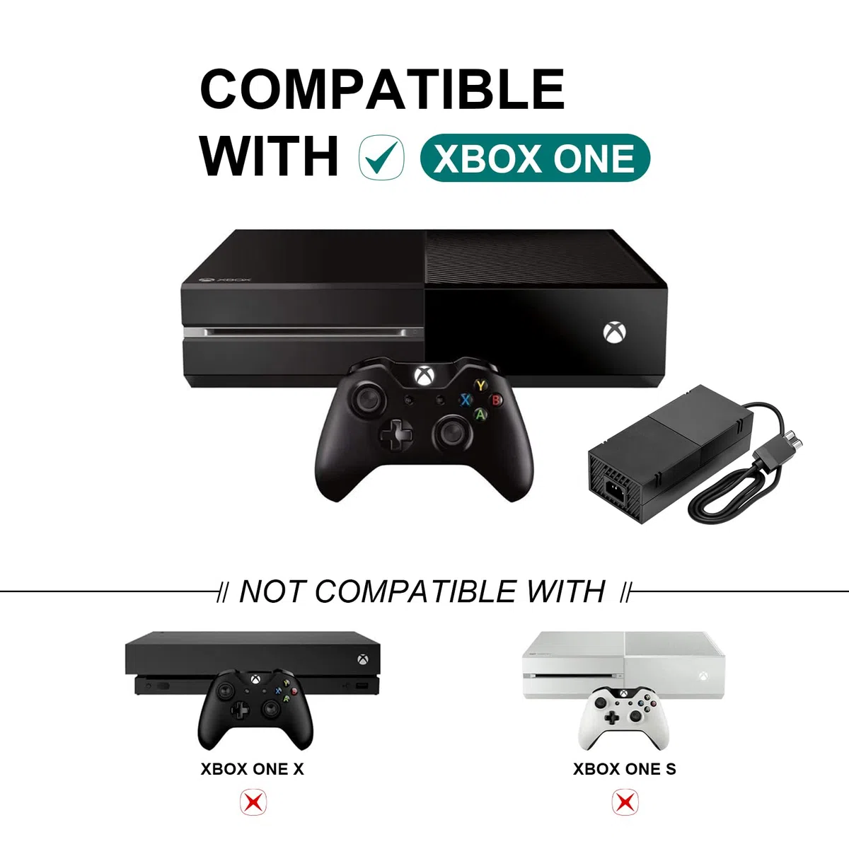 Fuente de Alimentación para Xbox One - Cargador de Reemplazo de Cable de Alimentación para Microsoft Xbox One 100-240v (Versión Estática)