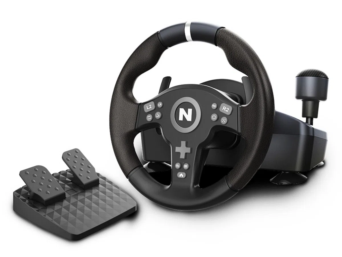 NiTHO Drive Pro V200 Volante de Carreras con Pedales y Cambio Integrado, 270° Volante Gaming Compatible con PC, PS4, Switch 2, Switch, Xbox Series X|S y Xbox One, Simulador de Conducción con Vibración