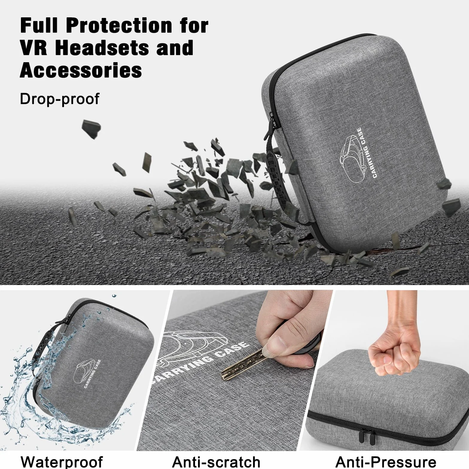 Jubor Funda de Gran Transporte Compatible con Quest 3S/3/2/Pico 4, Estuche Protectora Rígida Compatible con Kiwi Design/BOBOVR Battery Elite Strap y Otros Accesorios, Bolsa con Puerto de Carga