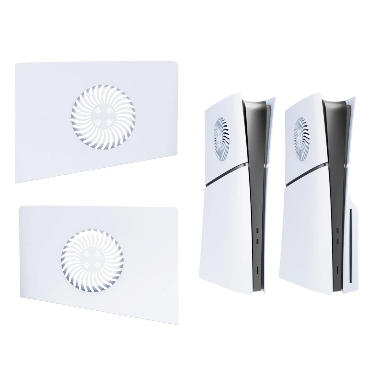 Placas de Cubierta para PS5 Slim Consola, Cubierta de la Mitad Superior Carcasa de Repuesto con Ventilación Placas Laterales Izquierdo y Derecho para PS5 Slim Disc/Digital Edition