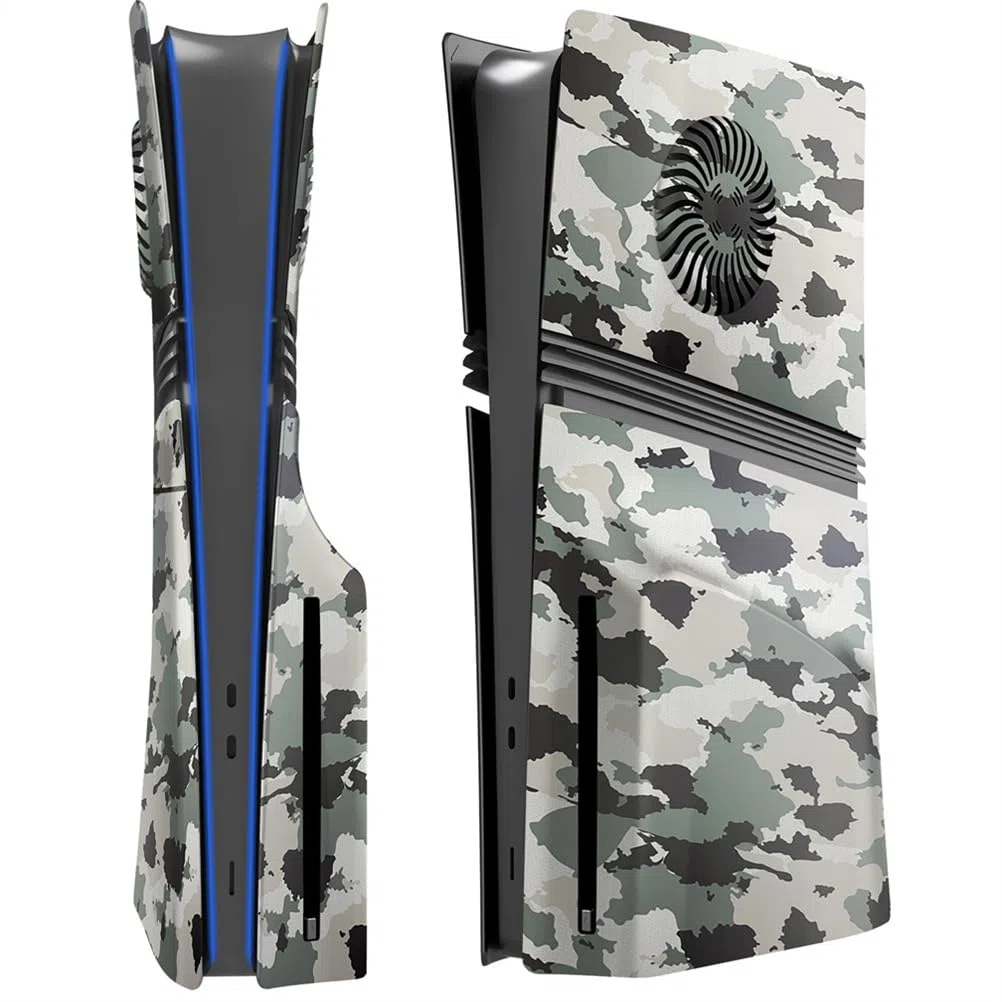 Placas frontales para PS5 Pro Disc Edition, para accesorios de cubierta P5 Pro, placa frontal, panel lateral transpirable, repuesto para placas de versión de disco PS5 Pro (camuflaje)