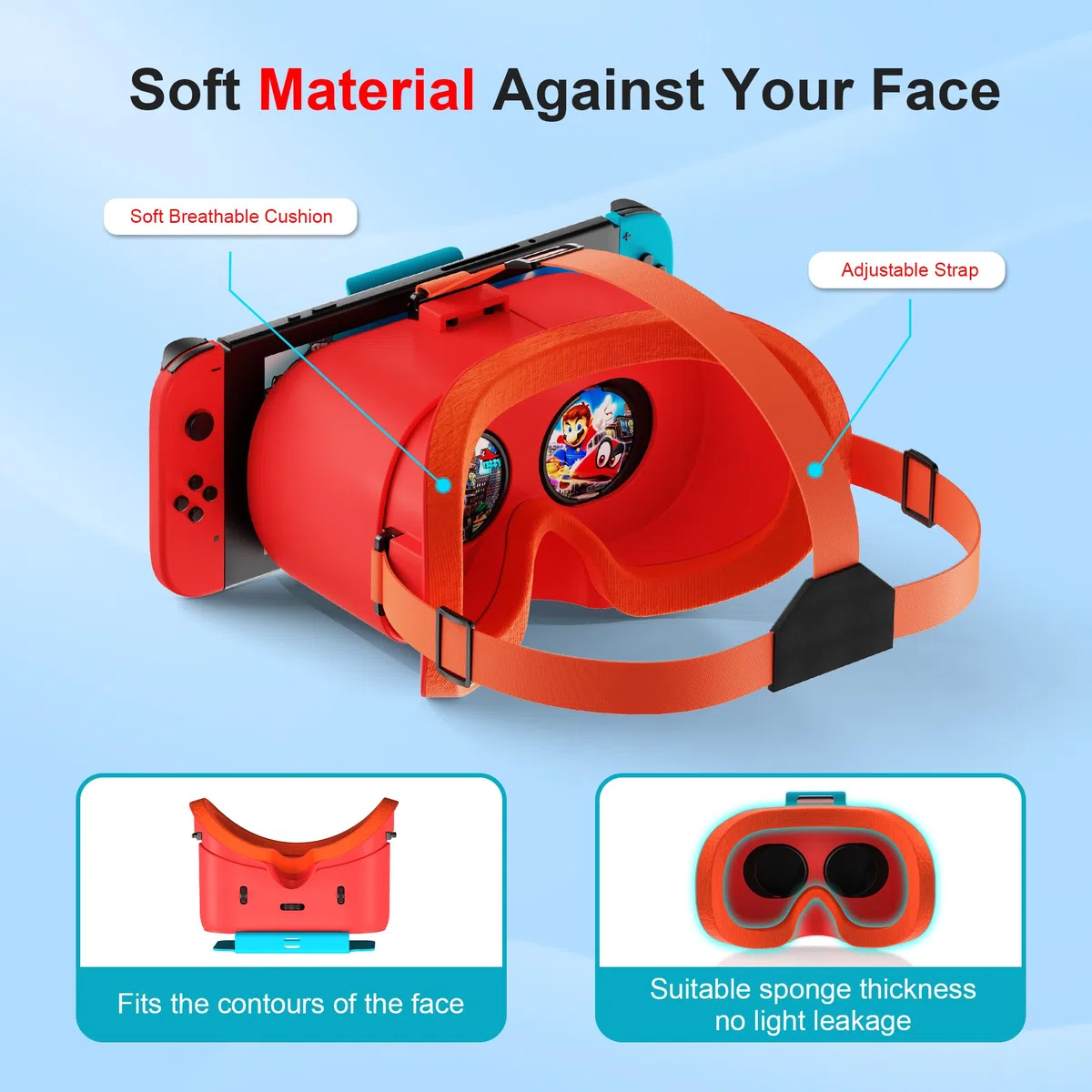 Auriculares VR para Nintendo Switch & Switch OLED, Gafas de Realidad Virtual con Lentes HD Ajustables y cómoda Correa para la Cabeza, Kit Labo VR 3D para Accesorios Switch