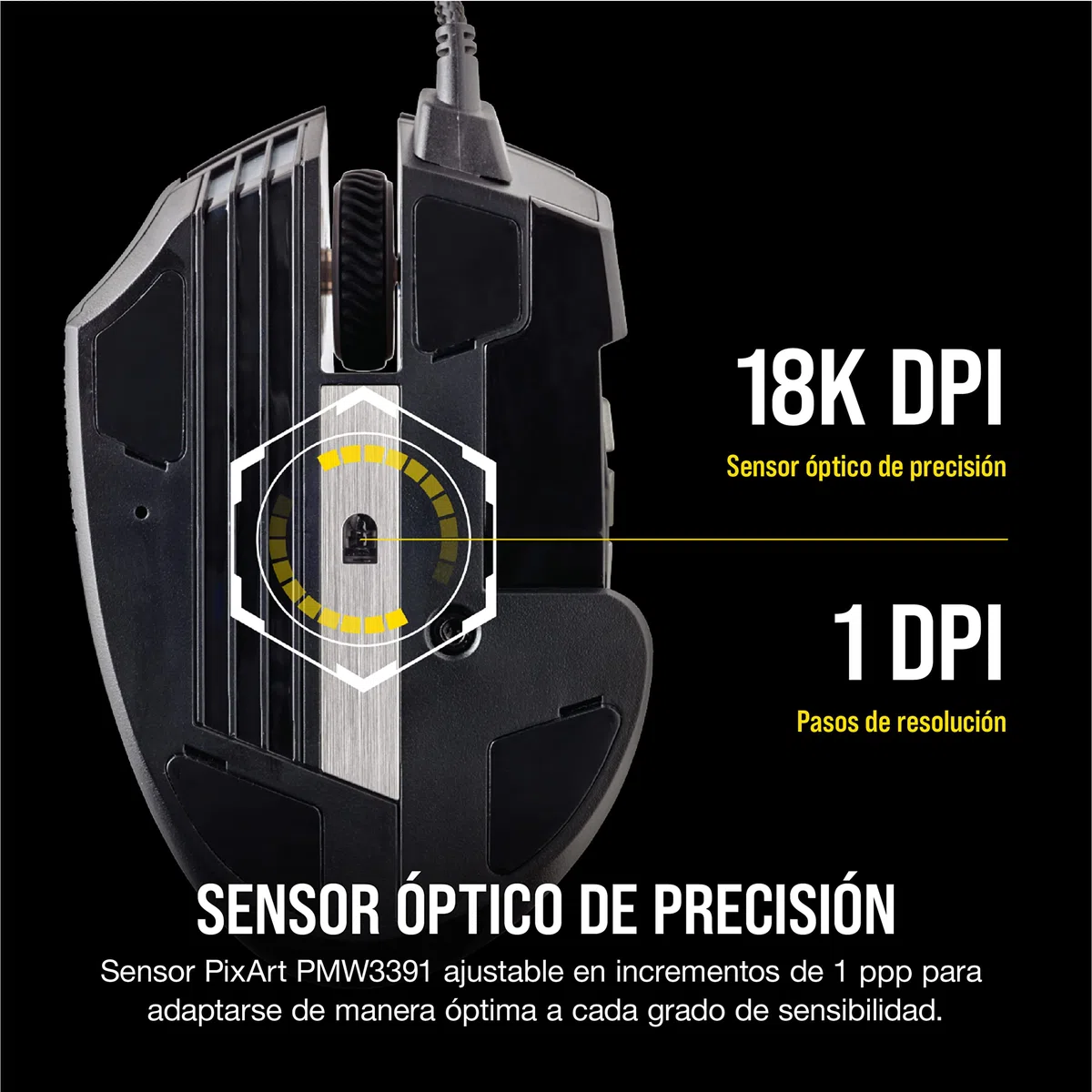Corsair Scimitar Elite RGB Óptico MOBA/MMO Ratón para Juegos - Negro | 18.000 PPP Óptico Sensor, 17 Botones Programables, Retroiluminación RGB Dinámica en Cuatro Zonas, Forma Contorneada