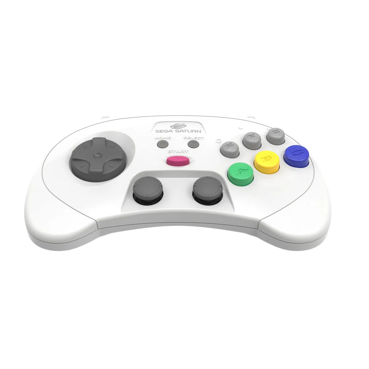 Retro-Bit SEGA Saturn Pro - Controlador inalámbrico para Nintendo Switch (2,4 GHz, incluye receptor Saturn y USB, edición blanca)