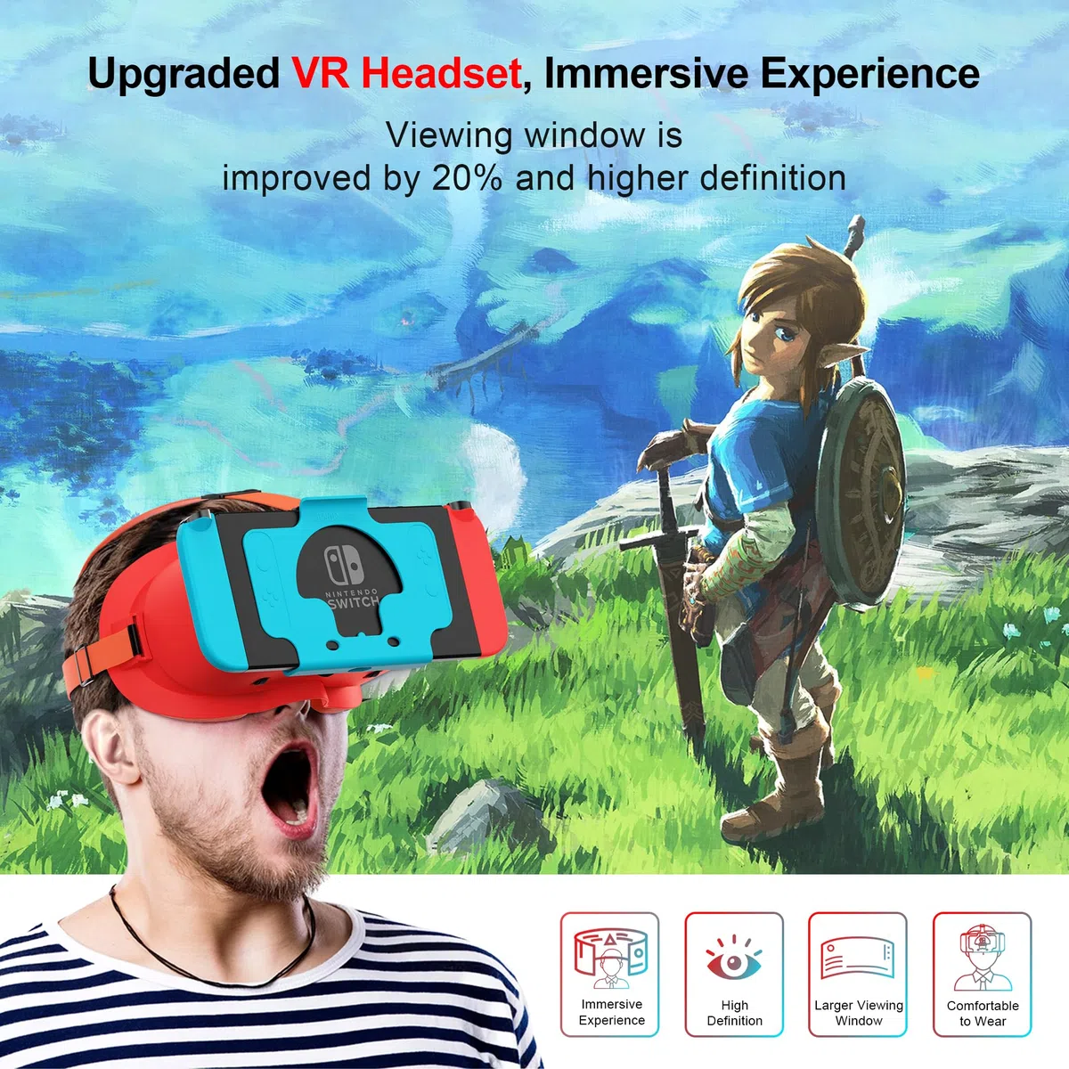 Auriculares VR para Nintendo Switch & Switch OLED, Gafas de Realidad Virtual con Lentes HD Ajustables y cómoda Correa para la Cabeza, Kit Labo VR 3D para Accesorios Switch