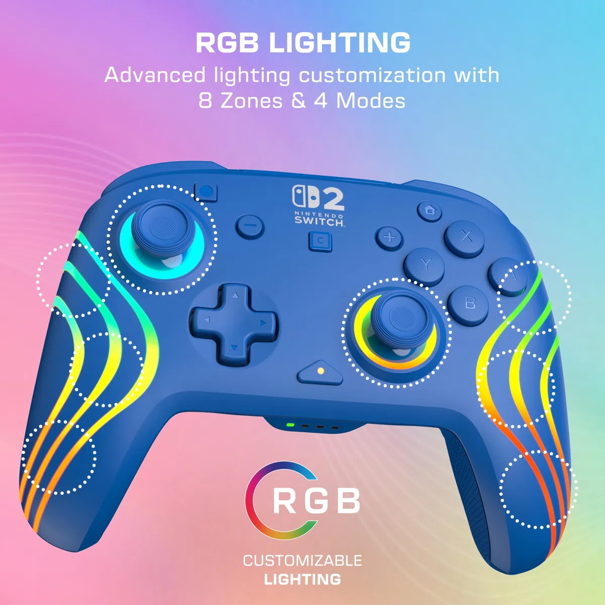 Turtle Beach Afterglow Azul Mando de juego RGB inalámbrico para Nintendo Switch 2