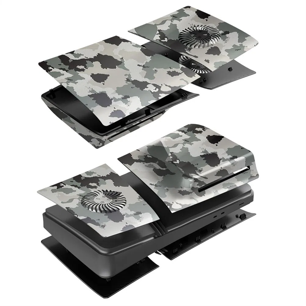 Placas frontales para PS5 Pro Disc Edition, para accesorios de cubierta P5 Pro, placa frontal, panel lateral transpirable, repuesto para placas de versión de disco PS5 Pro (camuflaje)