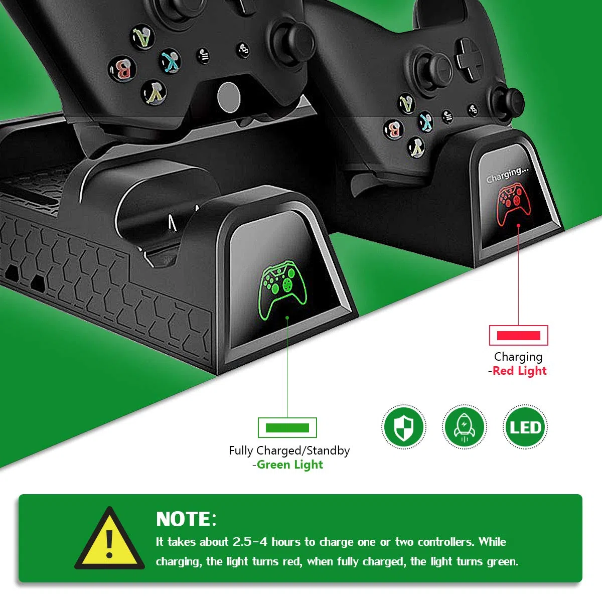 Soporte de refrigeración para Xbox One/One S/One X, estación de carga vertical con 2 baterías de 600 mAh, almacenamiento de juegos, estación de carga de doble mando