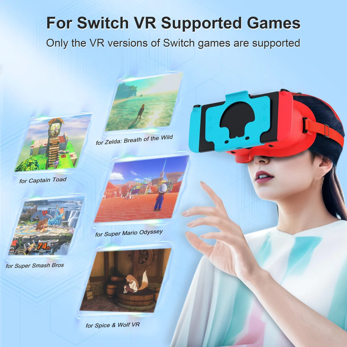 Auriculares VR para Nintendo Switch & Switch OLED, Gafas de Realidad Virtual con Lentes HD Ajustables y cómoda Correa para la Cabeza, Kit Labo VR 3D para Accesorios Switch