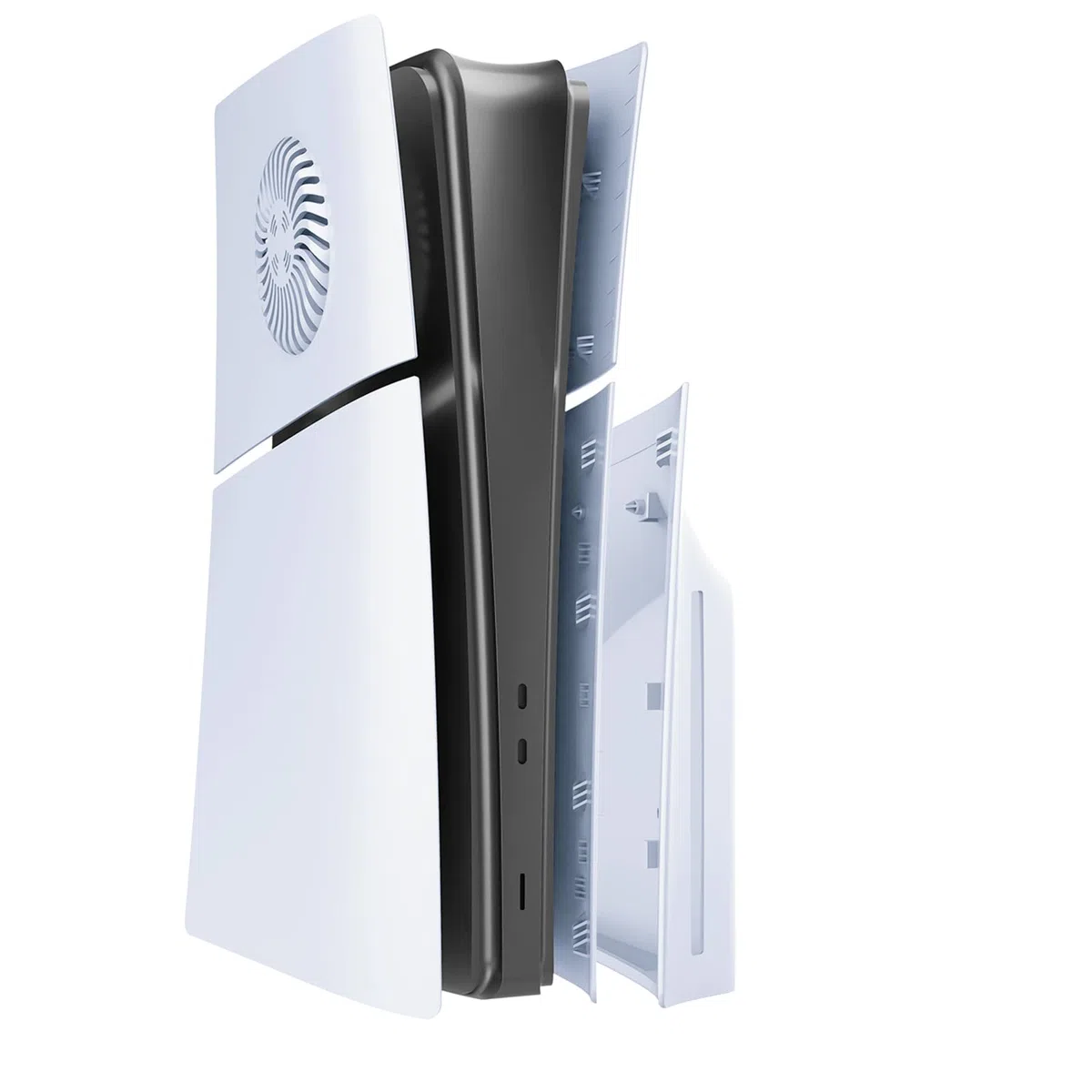 Placas de Cubierta para PS5 Slim Consola, Cubierta de la Mitad Superior Carcasa de Repuesto con Ventilación Placas Laterales Izquierdo y Derecho para PS5 Slim Disc/Digital Edition