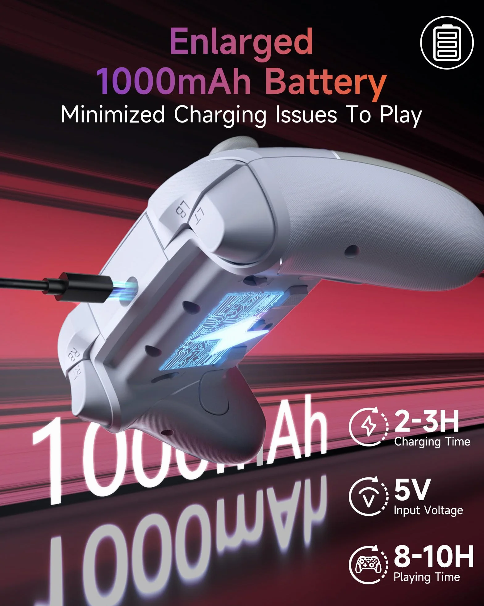 EasySMX X20 Elite Mando PC Inalambrico con Hall Gatillo Conmutable 2 en 1- Hall Joystick Desmontable- Mando para PC con Botones Mecánicos- RGB Luz- 1000mAh Batería para PC/Switch/Móvil- Blanco
