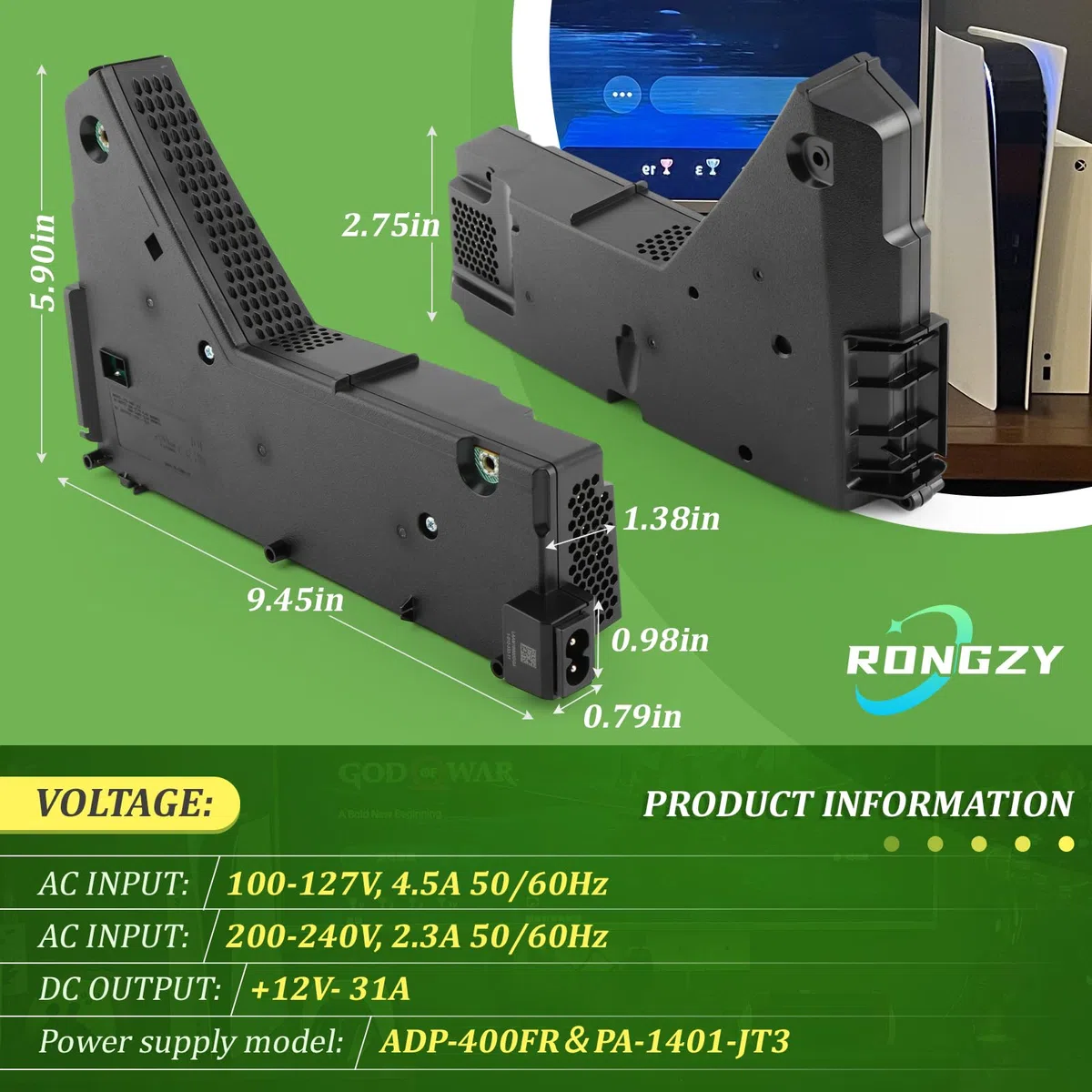 RongZy para PS5 ADP-400FR Fuente De Alimentación Reemplazo para PlayStation 5 400FR PA-1401-JT3 Interna Fuente de Alimentación con Adaptador de CA Consola Accesorios con Herramientas Reparación.
