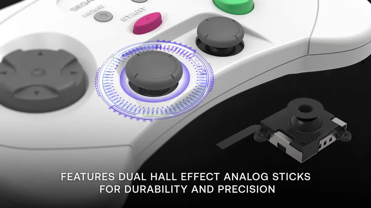 Retro-Bit SEGA Saturn Pro - Controlador inalámbrico para Nintendo Switch (2,4 GHz, incluye receptor Saturn y USB, edición blanca)