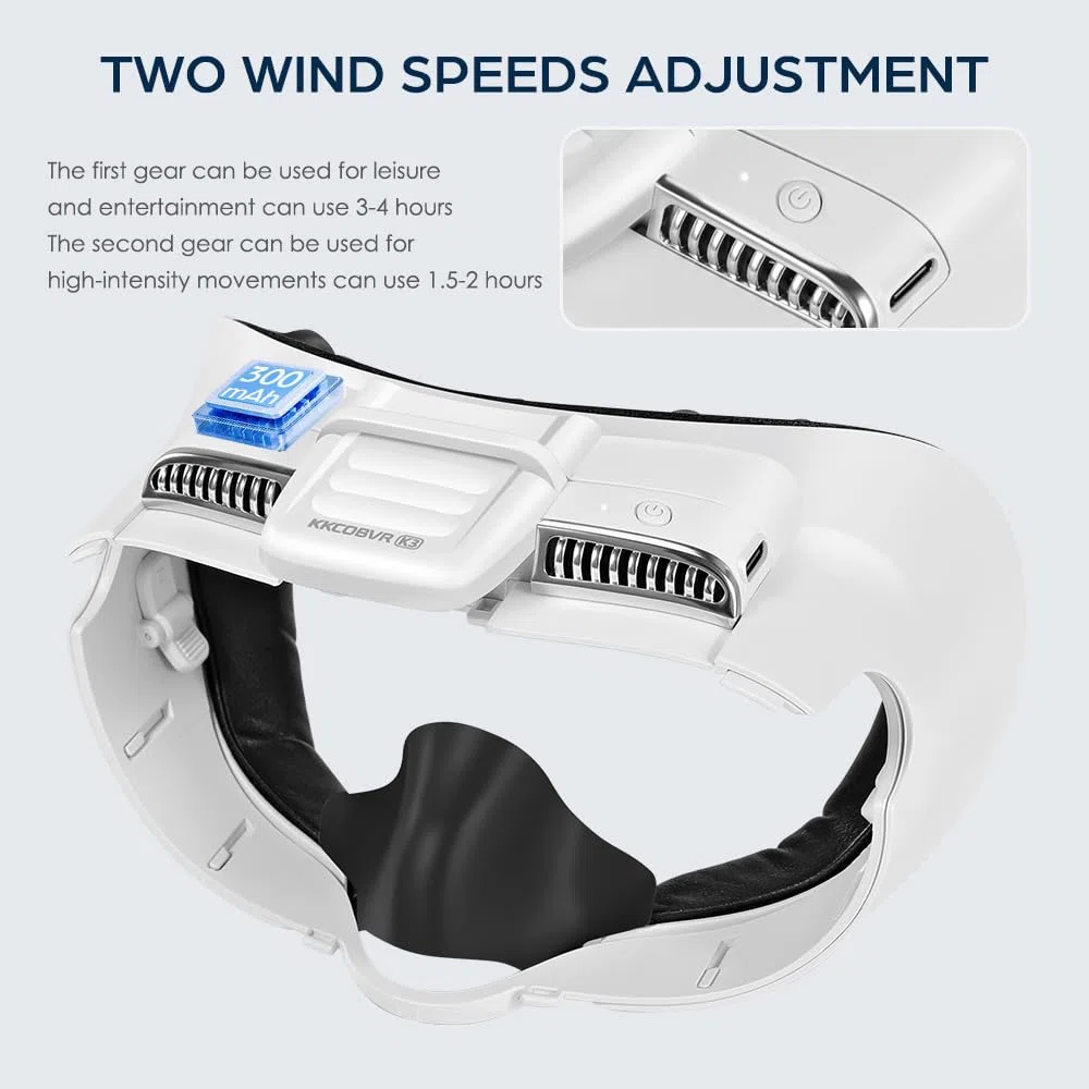 KKCOBVR K3 Facial Interface Fan with Leather Face Pad Compatible with Meta Quest3, Relieve Lens Fogging and Fits Use with Quest 3 Head Strap