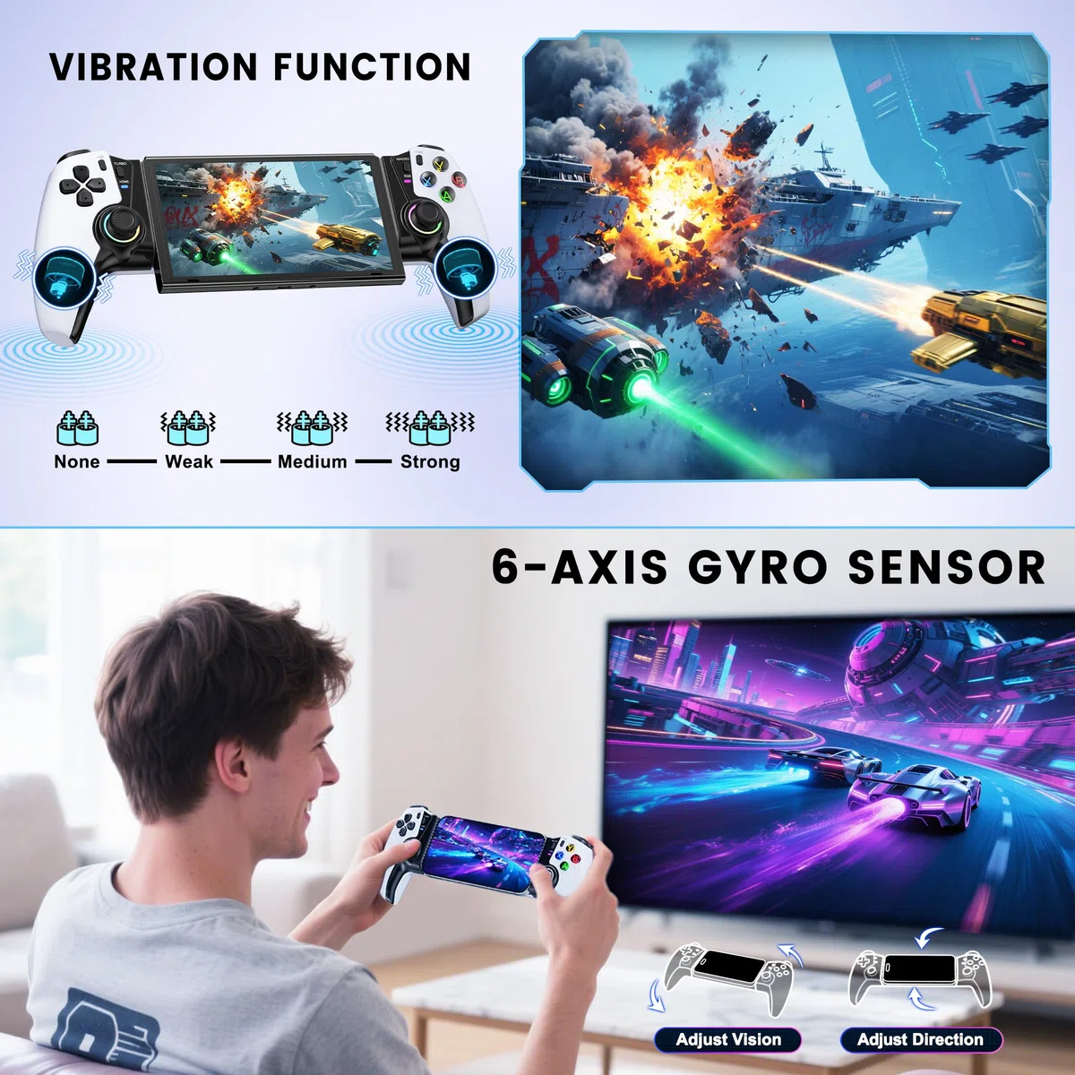 HELLCOOL Bluetooth Mando Movil para iOS/Android/Switch/OLED/Switch 2,Gamepad Inalámbrico para Teléfono para Xbox/Steam/GeForce Now/MFi Apple Arcade/Roblox,Controlador con Joystick de Efecto Hall/RGB