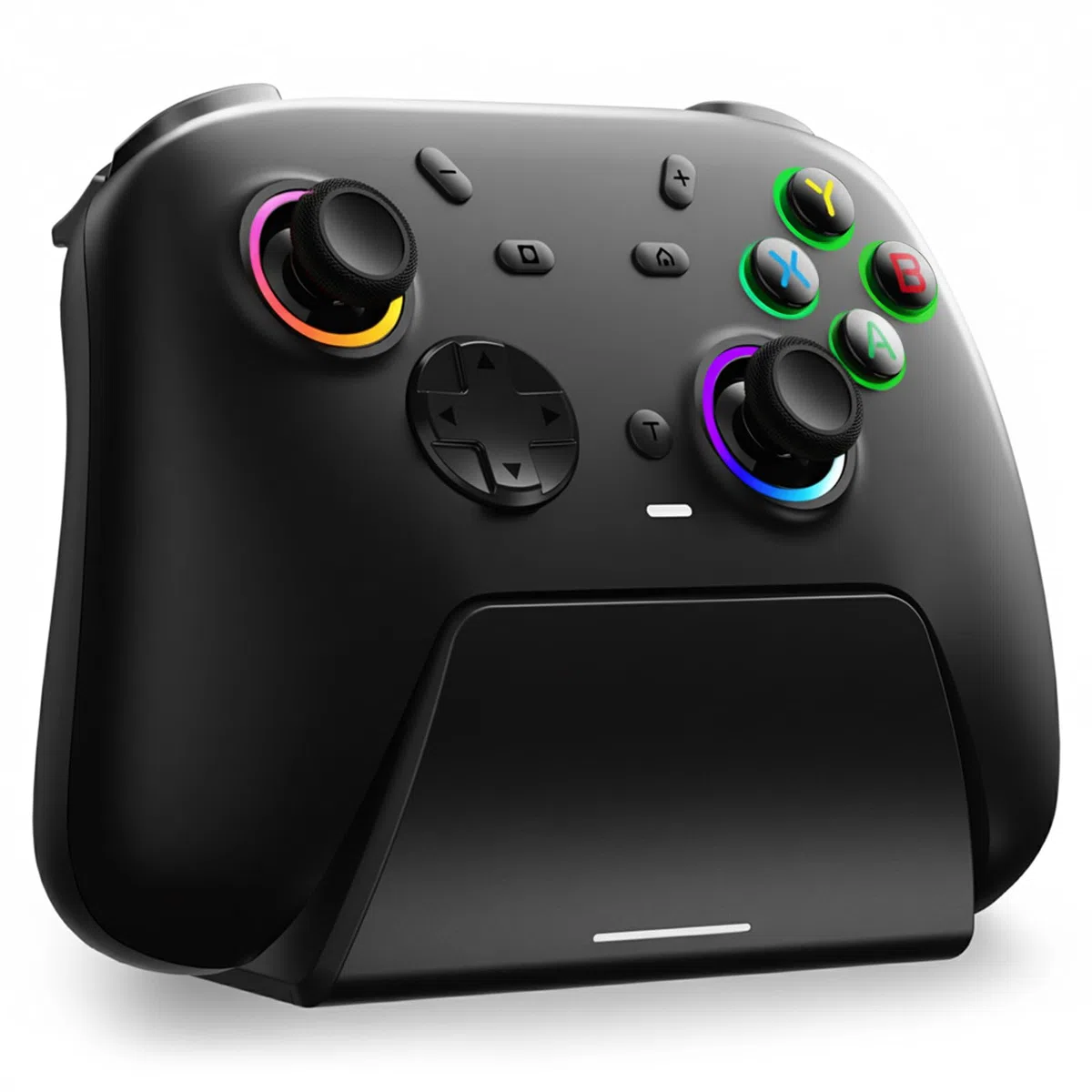 DuLingKer Mando PC con Carga Base, Mando Inalámbrico para Switch 2/Switch/PC Windows/Steam/OLED/Lite, Gaming Mandos con Hall Efecto Trigger/Joystick(Sin Deriva), Luz RGB, Botón M1/M2 Negro