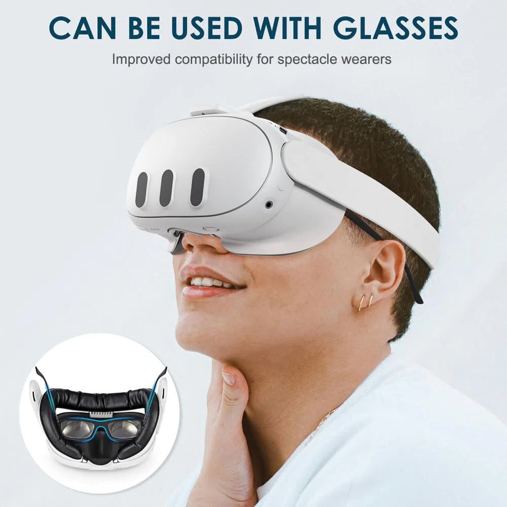 KKCOBVR K3 Facial Interface Fan with Leather Face Pad Compatible with Meta Quest3, Relieve Lens Fogging and Fits Use with Quest 3 Head Strap