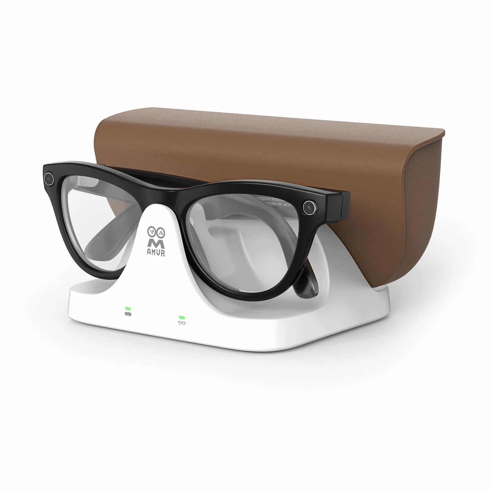 AMVR - Estación de carga magnética 2 en 1 compatible con Ray Ban Meta Wayfarer/Skyler/Headliner Smart Glasses Case Accesorios, cargador con indicador LED