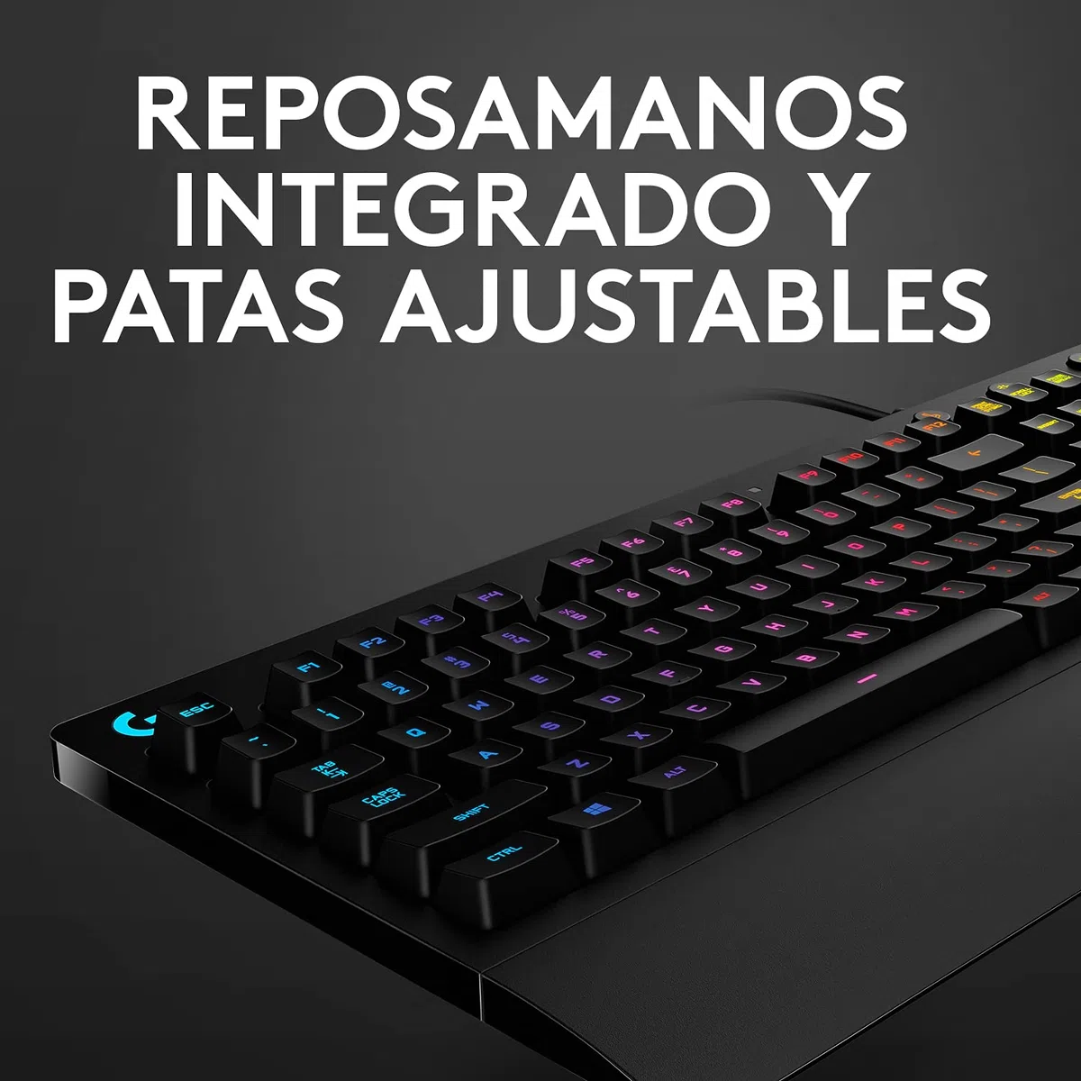 Logitech G G213 Prodigy Teclado Gaming, RGB LIGHTSYNC, Teclas retroiluminadas, Resistente a Salpicaduras, Teclas Personalizables, Controles Multimedia Dedicados, Disposición QWERTY ES - Negro