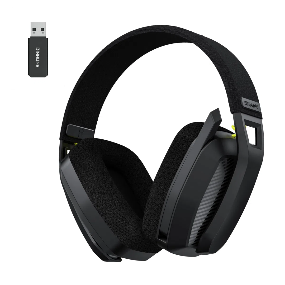 BINNUNE BW06 Cascos Gaming Inalambricos, Auriculares Gaming Inalambricos de 2.4G para PS5, PS4, PC, NS, Cascos PS5 con Sonido Estéreo Auriculares con Microfono, Duración 60Hr+,Negro