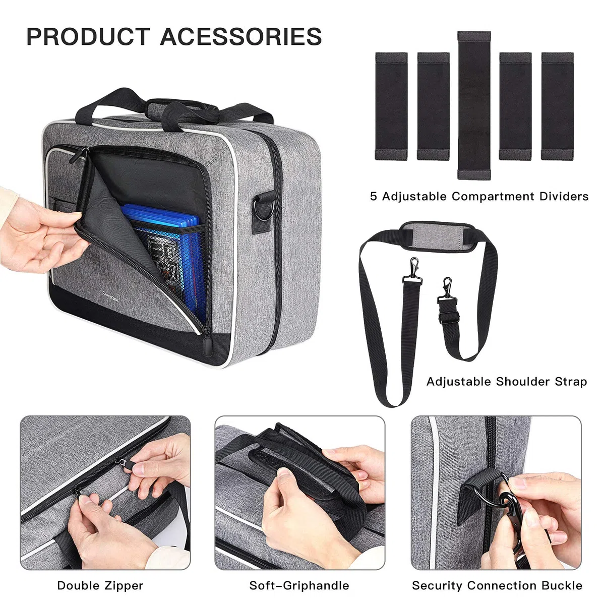 ZtotopCases para Estuche de Transporte, Compatible con la Consola y Disk/Digital Edition, Bolso para Controlador y Juegos, Auriculares para Juegos, Base de Consola y Accesorios - Gris